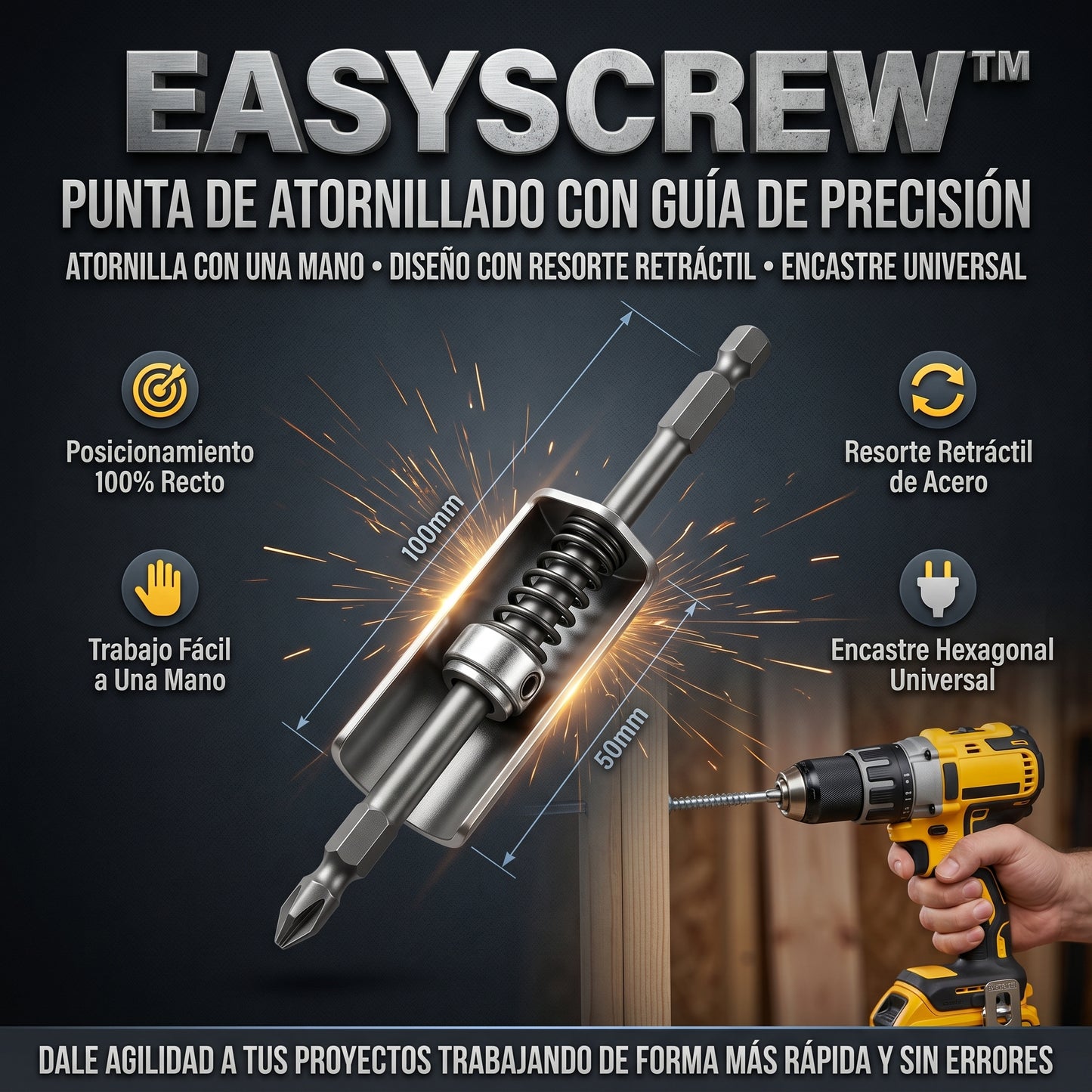 EasyScrew™ Adaptador Industrial Posicionamiento con Resorte Automático