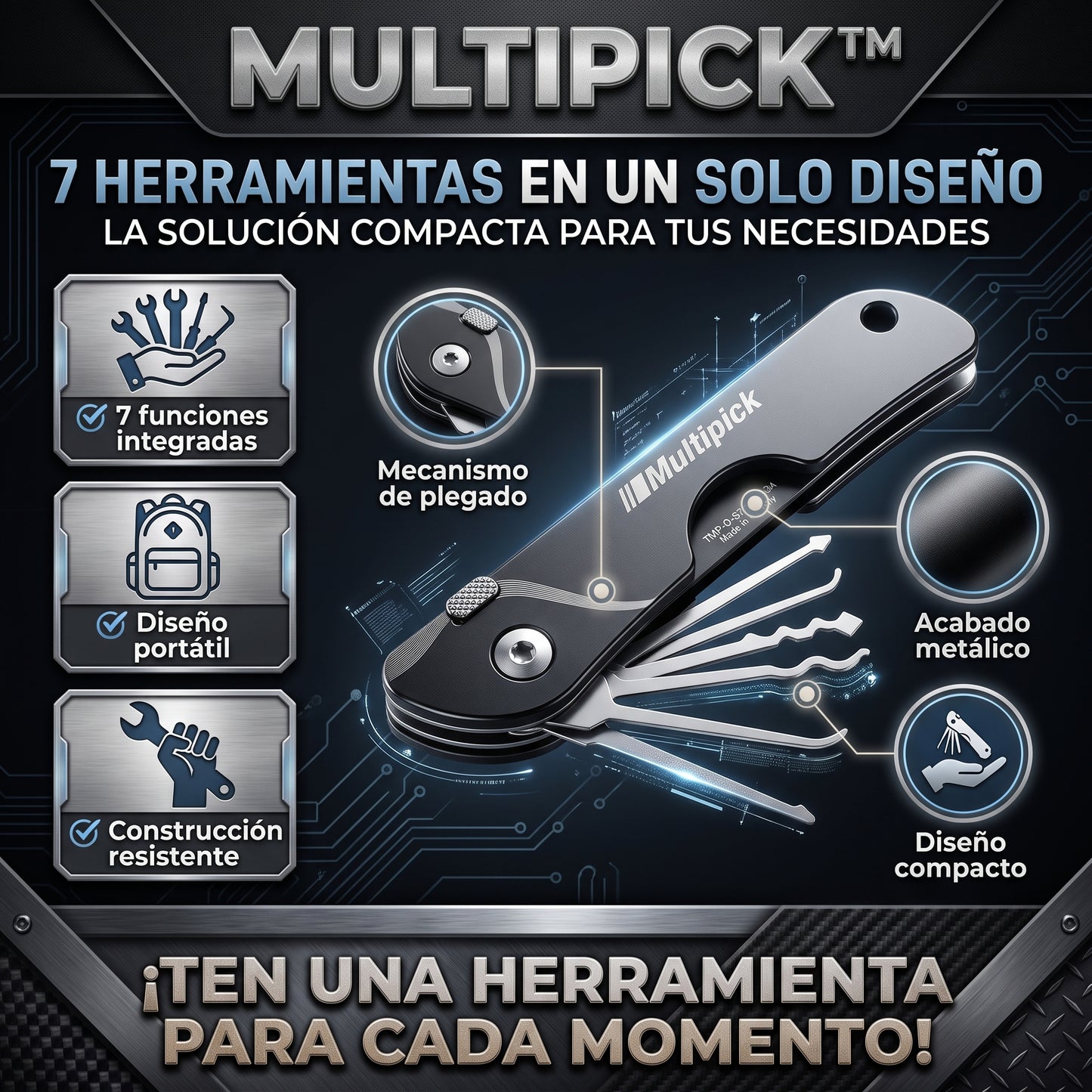 MULTIPICK™ Navaja Ganzua 7 Herramientas