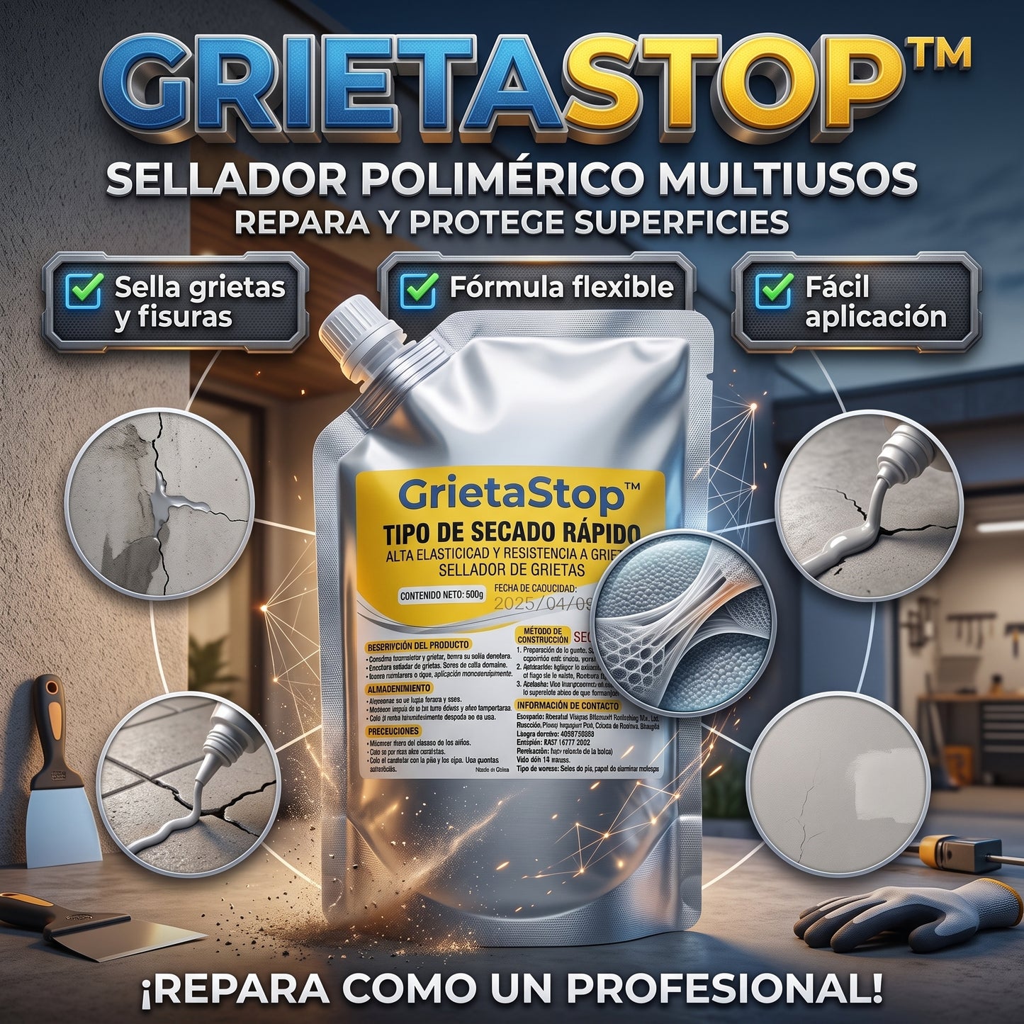 GrietaStop™ Polímero Sellador De Grietas x 500g