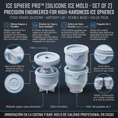ICE SPHERE PRO™ Moldes de Esferas de Hielo de Silicona x 2und