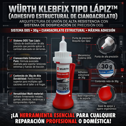 WÜRTH KLEBFIX™ 30g Adhesivo Estructural de Cianocrilato 2X1