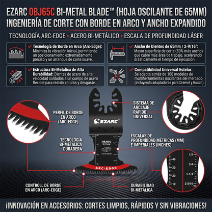 EZARC BLADE™ Cuchilla Oscilante Bimetálica con Borde en Arco 2x1