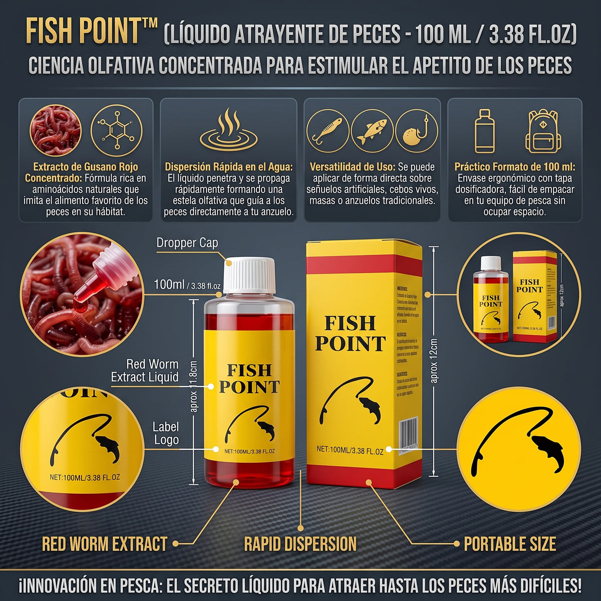 FISH POINT™ (100 ml) Atrayente Concentrado de Peces en Líquido