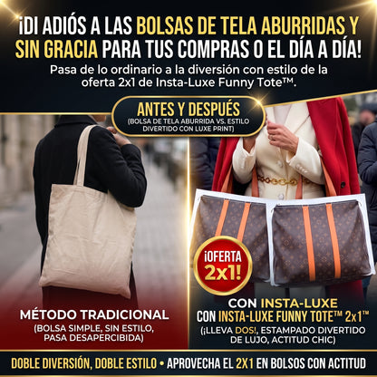 INSTA-LUXE FUNNY TOTE™ Efecto 3D de Bolsos Icónicos LLEVA 2X1