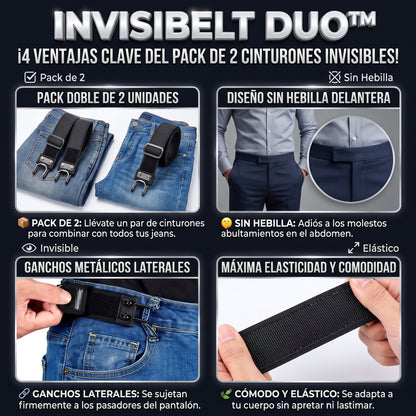 INVISIBELT DUO™ Cinturón Elástico Ajustable sin Hebilla con Gancho set 2