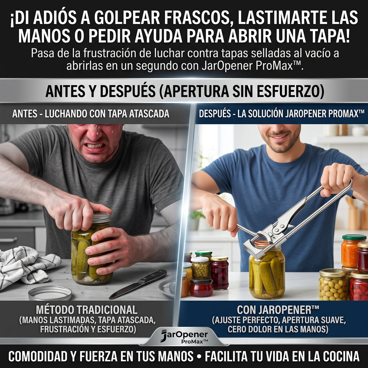 JAROPENER™ Abrefrascos y Abretapas Ajustable de Acero Inoxidable