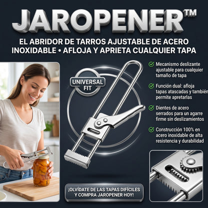 JAROPENER™ Abrefrascos y Abretapas Ajustable de Acero Inoxidable