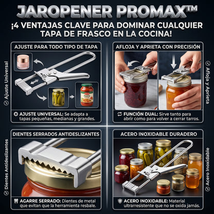 JAROPENER™ Abrefrascos y Abretapas Ajustable de Acero Inoxidable