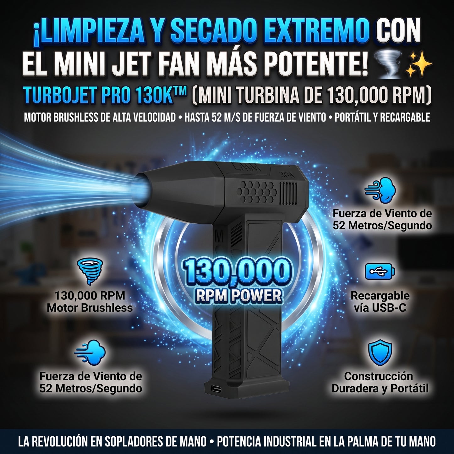 TurboJet Pro Mini Ventilador Turbo Jet Super Poderoso