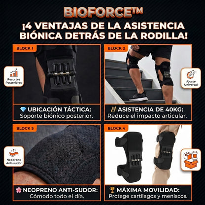 BIOFORCE™ Rodillera Biónica de Soporte Articular con Resortes de Asistencia