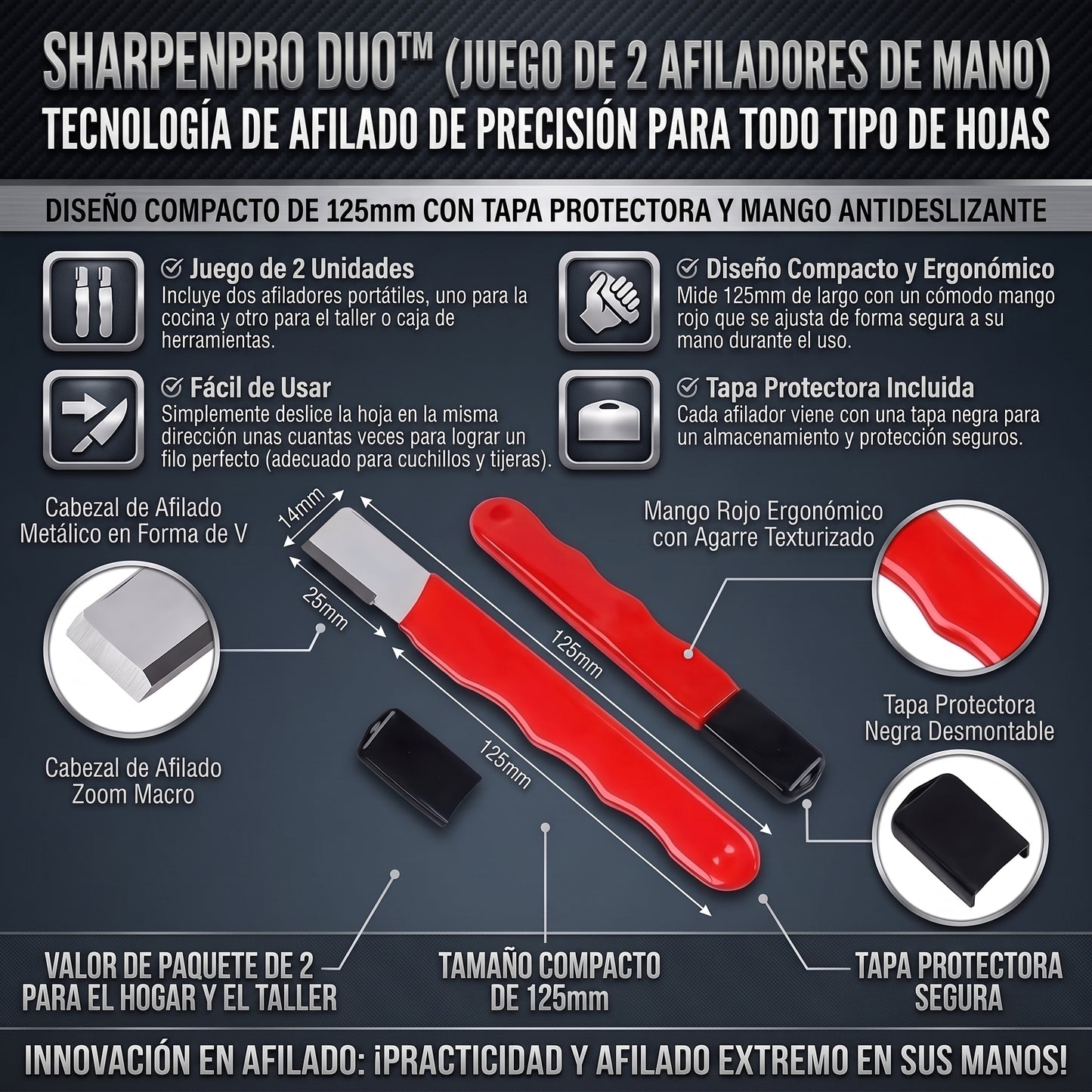 SHARPENPRO™ Set de 2 Afiladores Portátiles para Cuchillos x 2 und