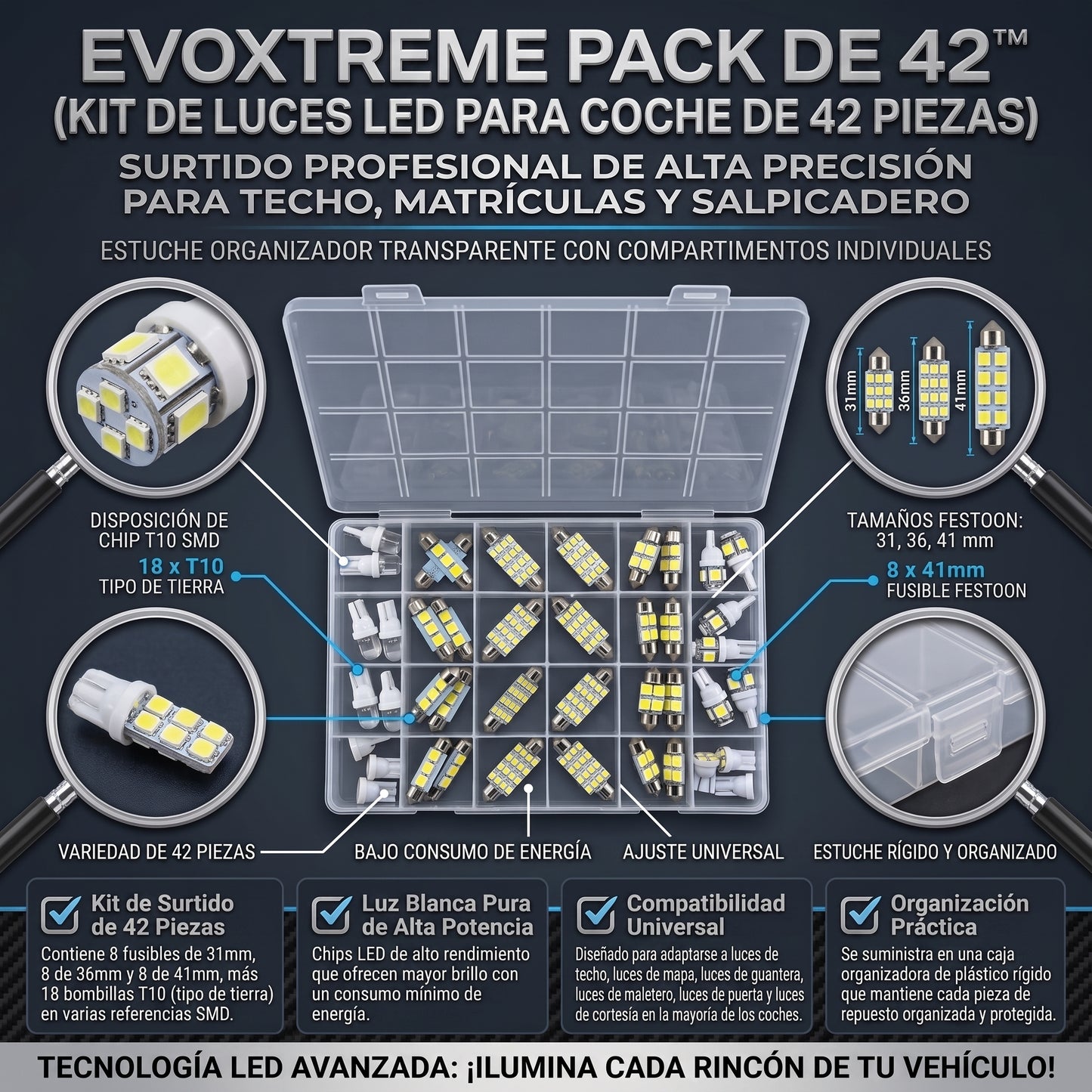 EVOXTREME™ Juego de 42 Luces LED para tu Automóvil