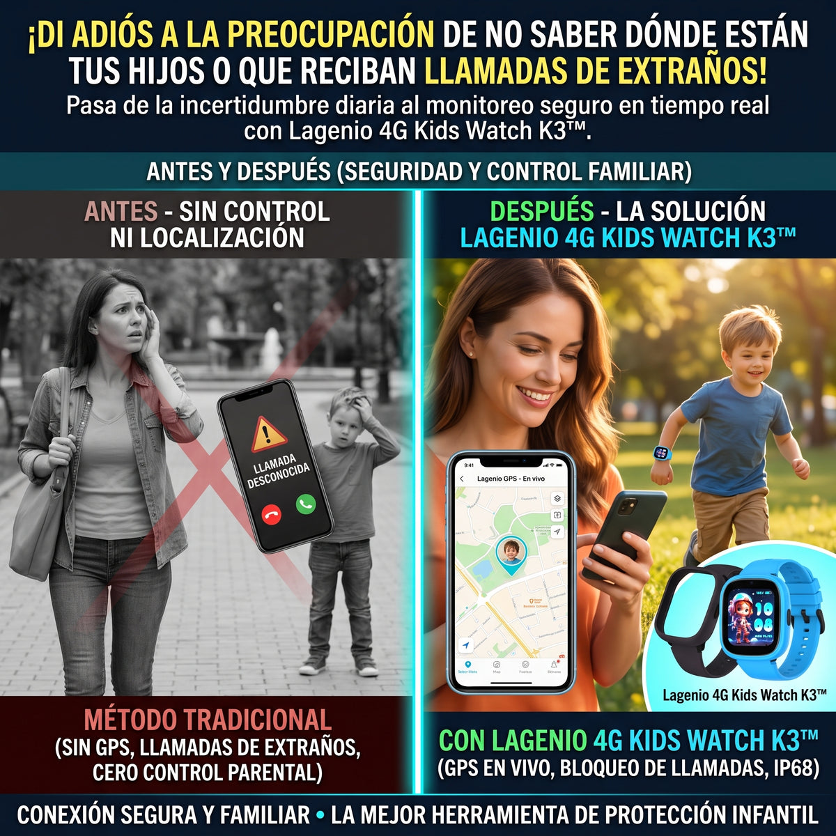 LAGENIO K3 PRO™ Smartwatch 4G con GPS para Niños