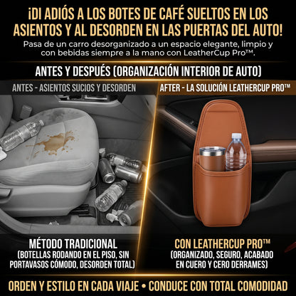 LEATHERCUP™ Organizador Porta Vasos de Cuero para Puerta de Auto