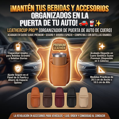 LEATHERCUP™ Organizador Porta Vasos de Cuero para Puerta de Auto