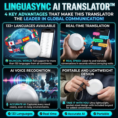 LINGUASYNC AI TRANSLATOR™ Traductor Inteligente de Voz Portátil con IA