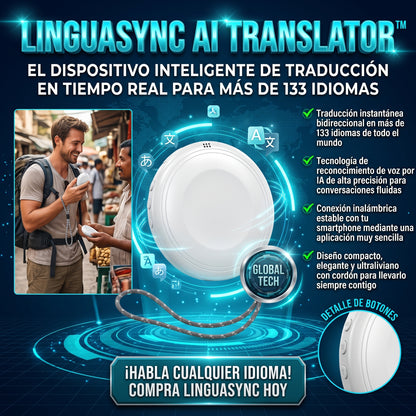LINGUASYNC AI TRANSLATOR™ Traductor Inteligente de Voz Portátil con IA