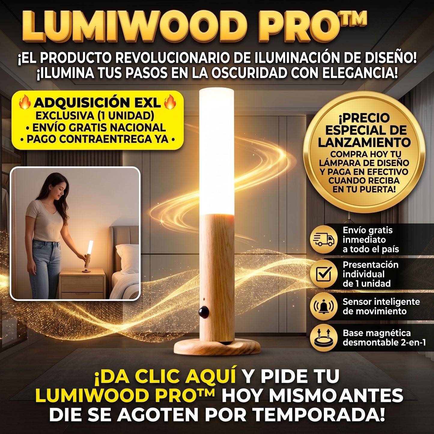 LumiWood PRO™ Luz Nocturna con Sensor de Movimiento X2 und