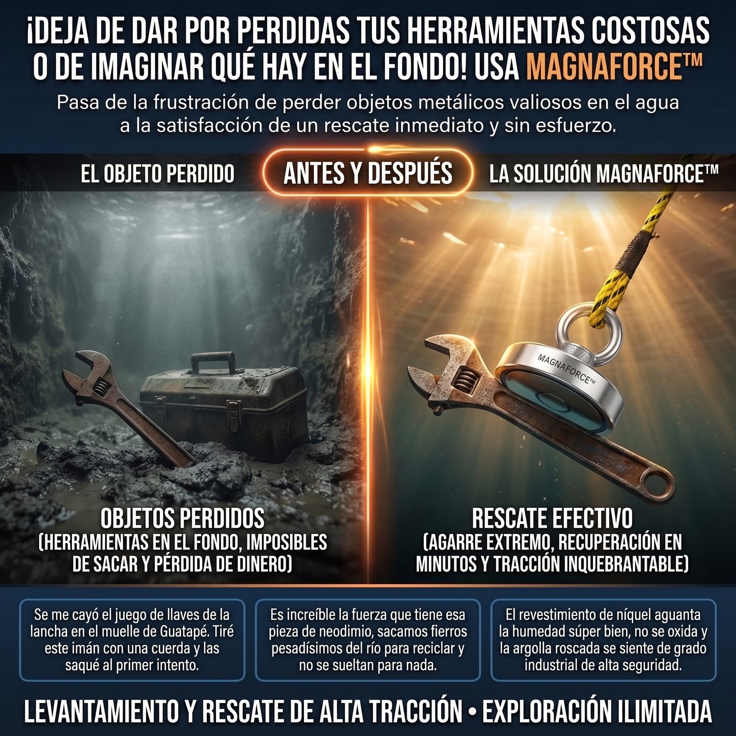 MagnaForce™ Imán de Pesca Recupera objetos metálicos pesados