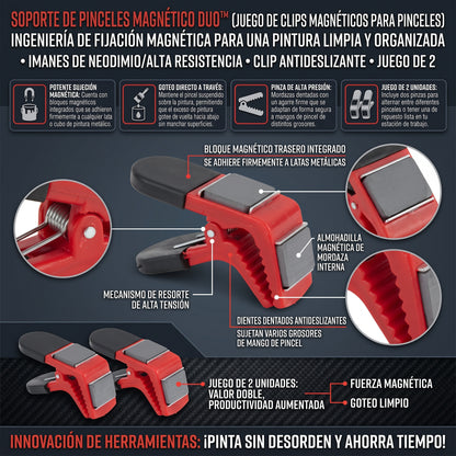 MAGBRUSH™ PAINTCLIP Clips Magnéticos Sujeta Brochas para Tarros de Pintura