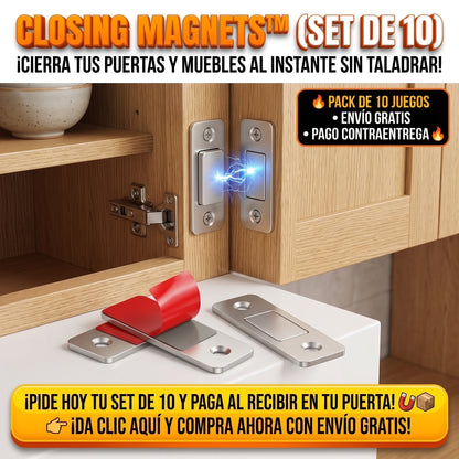 Closing Magnets™ Cierres Magnéticos Puertas y Cajones X 10 Uds
