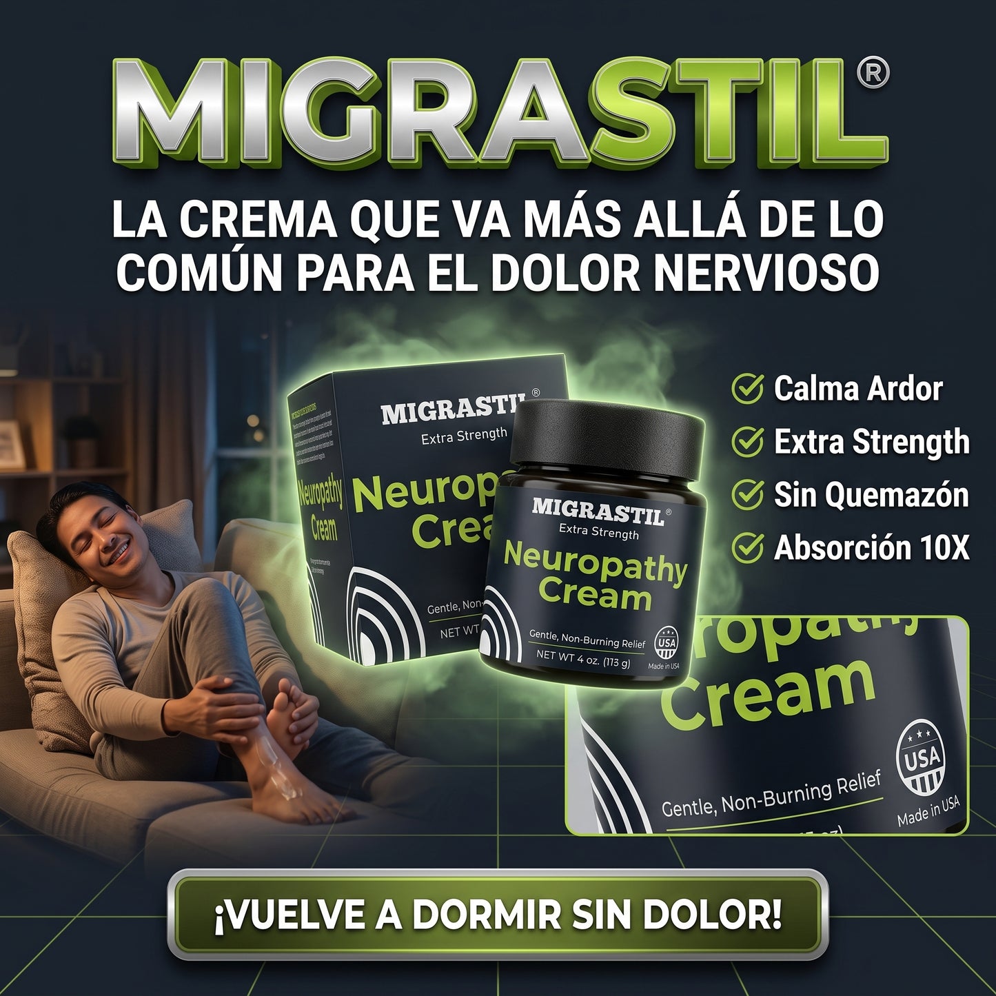 MIGRASTIL® Neuropathy Cream Alivio focalizado Contar El Dolor