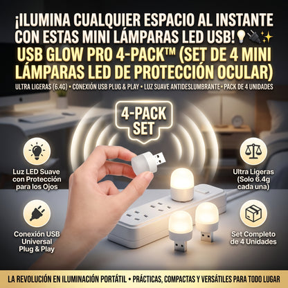 USB GLOW™ Lámparas LED USB de Luz Nocturna SET 4