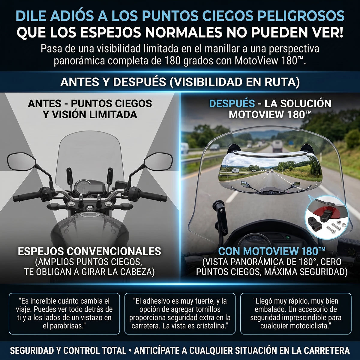MOTOVIEW™ Espejo Retrovisor Gran Angular de 180° para Motocicleta