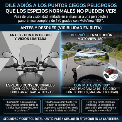 MOTOVIEW™ Espejo Retrovisor Gran Angular de 180° para Motocicleta