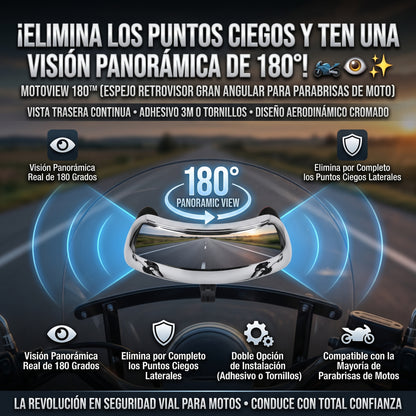 MOTOVIEW™ Espejo Retrovisor Gran Angular de 180° para Motocicleta