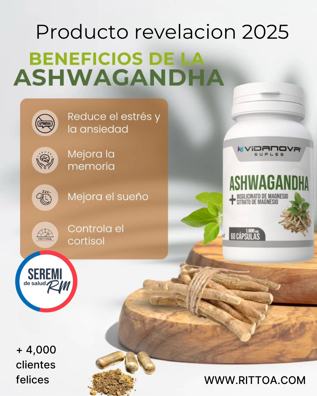 Pure Ashwagandha  + Magnesio 1000mg