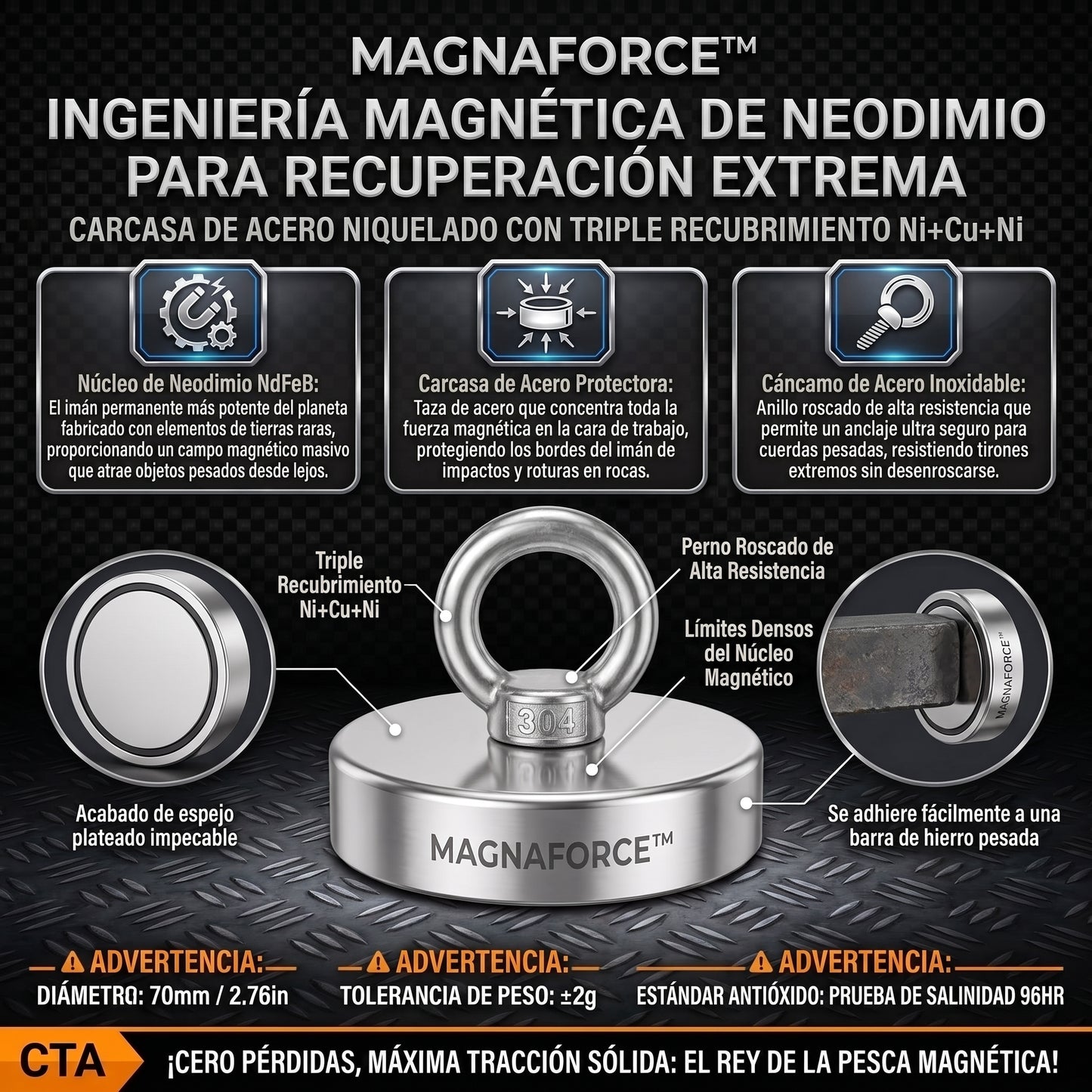 MagnaForce™ Imán de Pesca Recupera objetos metálicos pesados