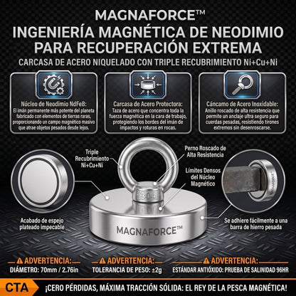 MagnaForce™ Imán de Pesca Recupera objetos metálicos pesados