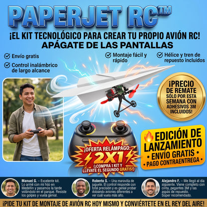 PaperJet RC™ Kit De Avión lanzamiento manual Control Remoto 2x1