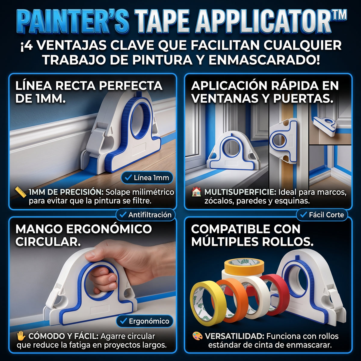 TAPE APPLICATOR™ Aplicador de Cinta de Pintor Profesional