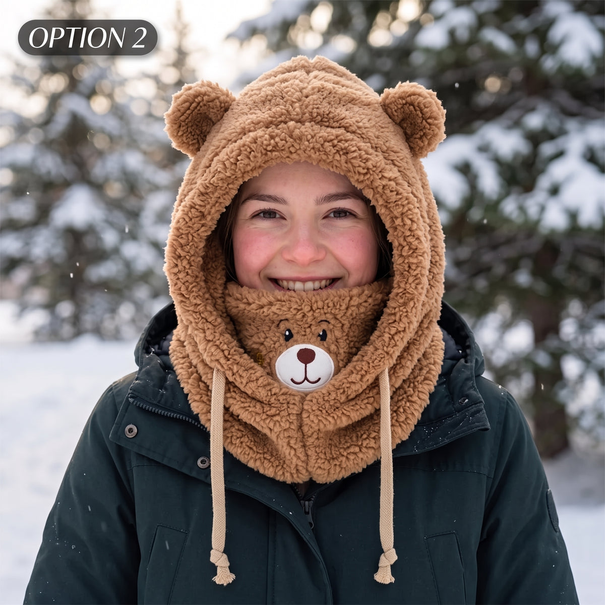 FUNNY TEDDY HOOD™ Gorro Bufanda 3 en 1 con Diseño de Osito