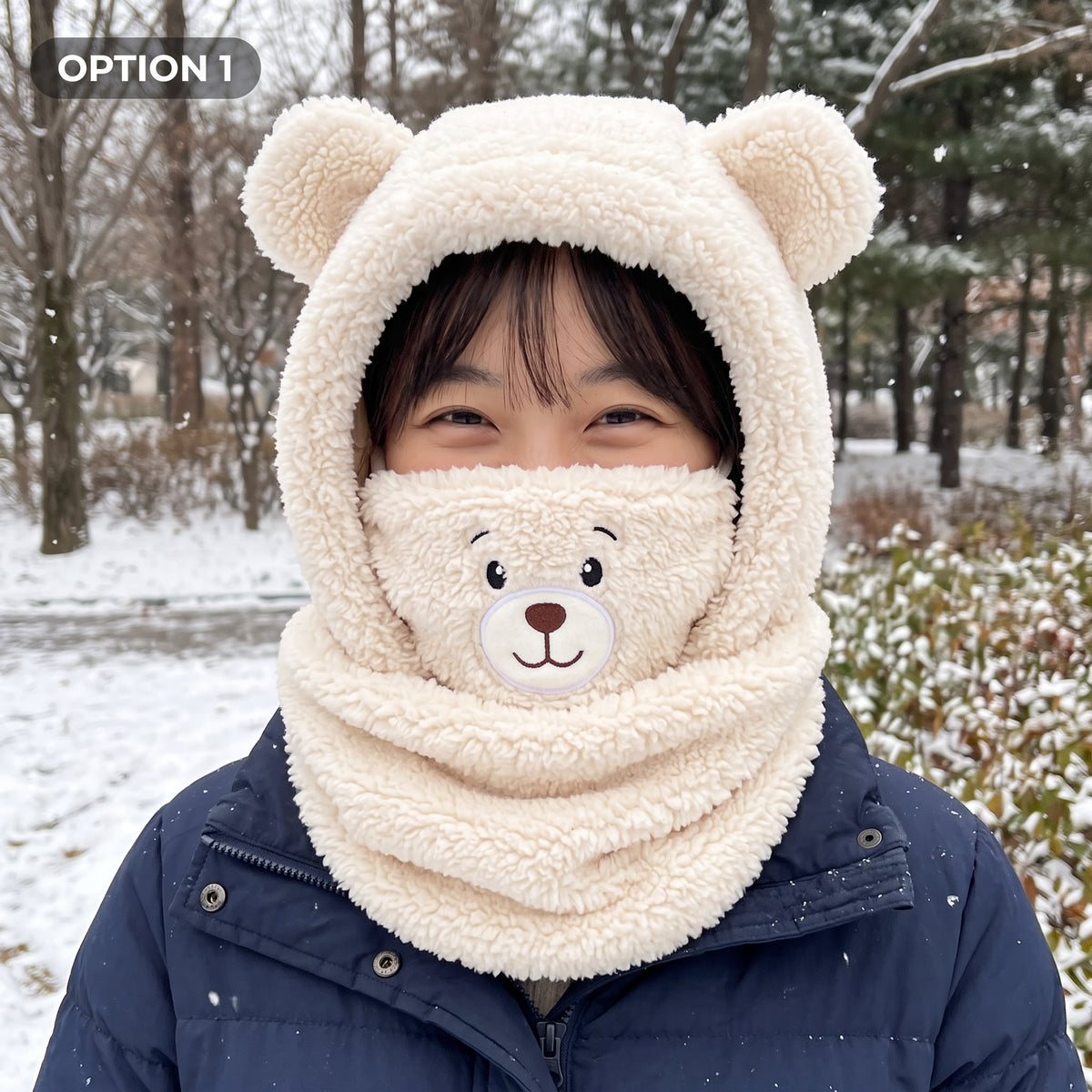 FUNNY TEDDY HOOD™ Gorro Bufanda 3 en 1 con Diseño de Osito