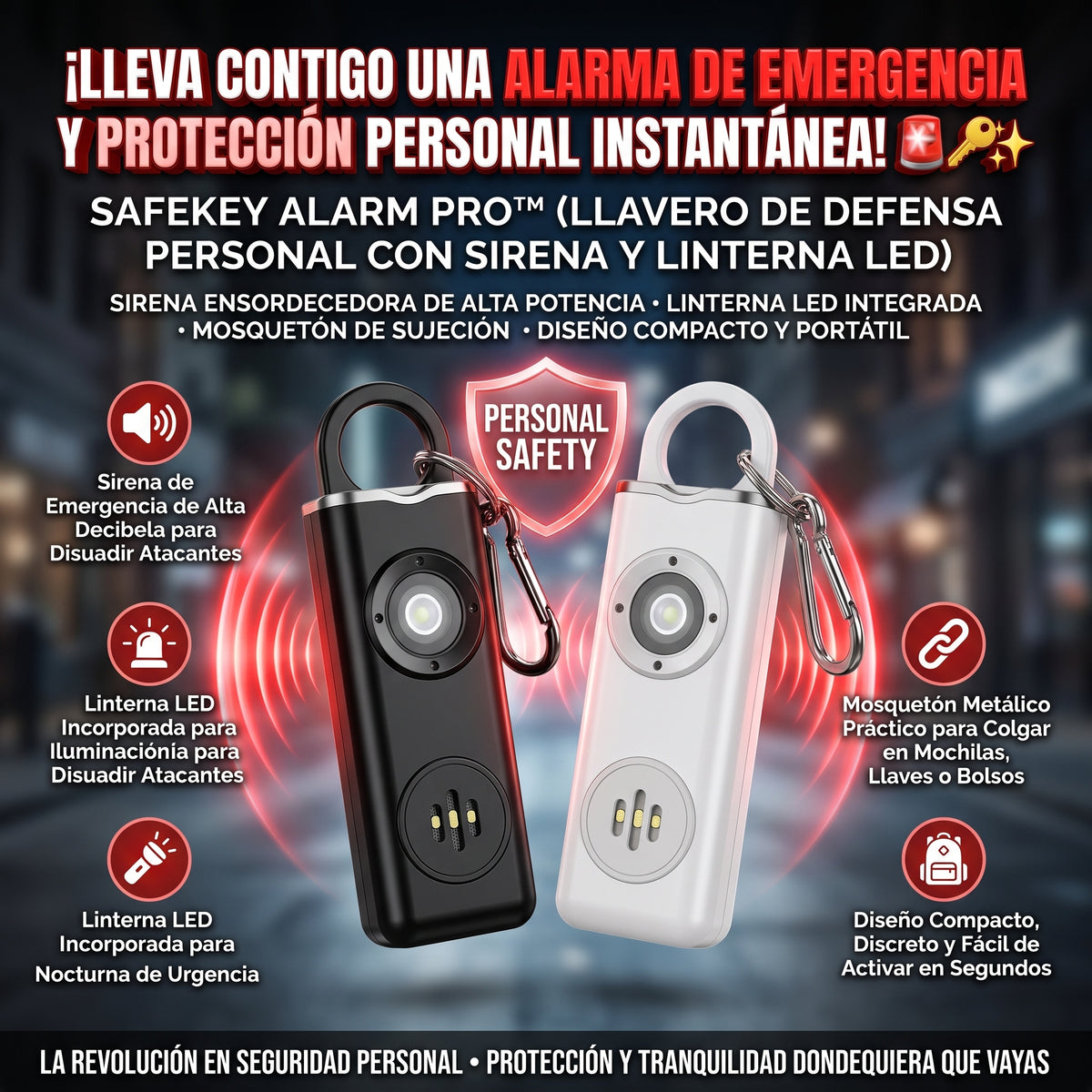 SAFEKEY ALARM™ Llavero de Alarma de Defensa Personal
