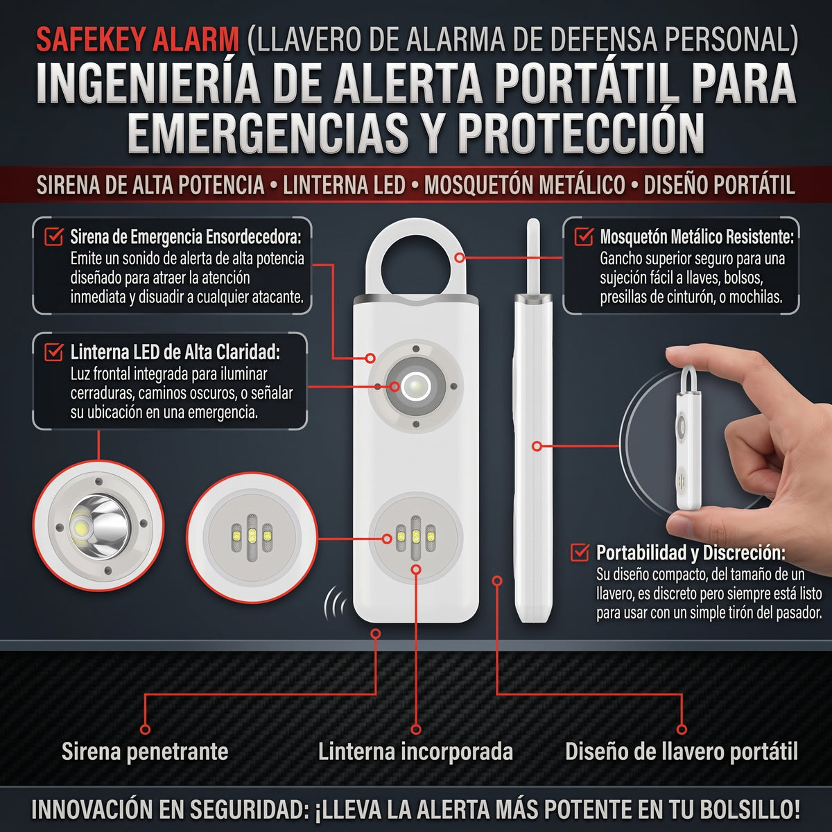 SAFEKEY ALARM™ Llavero de Alarma de Defensa Personal
