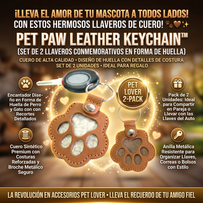 PET PAW KEYCHAIN™ Llavero Conmemorativo de Cuero para Huella de Mascota SET 2