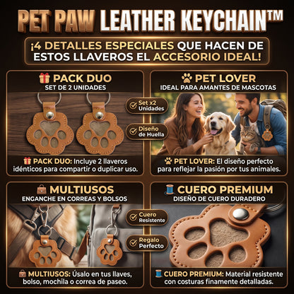 PET PAW KEYCHAIN™ Llavero Conmemorativo de Cuero para Huella de Mascota SET 2
