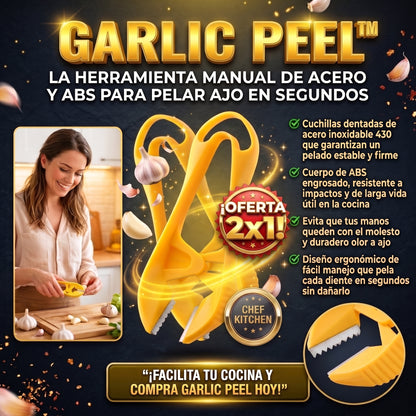 GARLIC PEEL™ Pelador de Ajos Ergonómico con Cuchillas de Acero 2X1