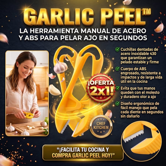 GARLIC PEEL™ Pelador de Ajos Ergonómico con Cuchillas de Acero 2X1