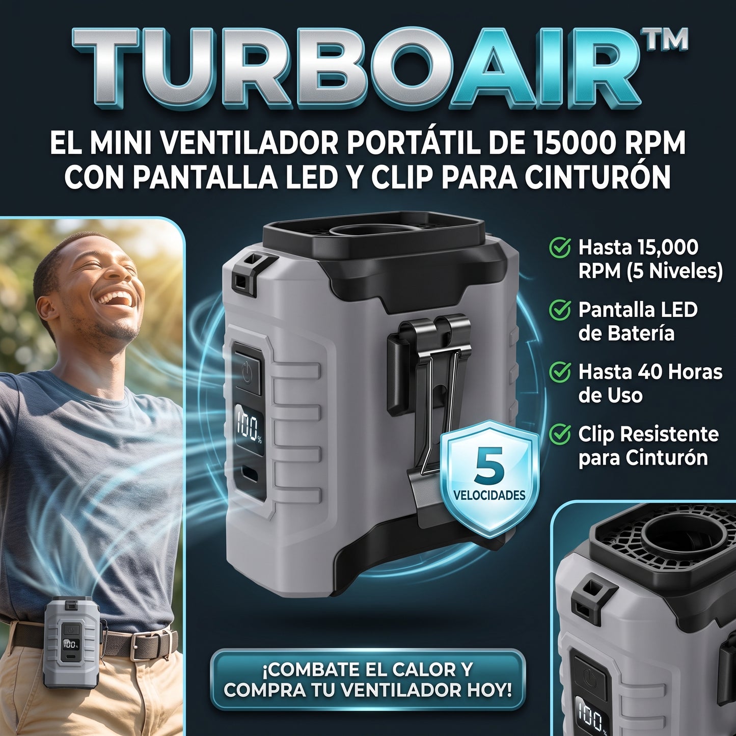 TURBOAIR™ Ventilador de Cintura Portátil