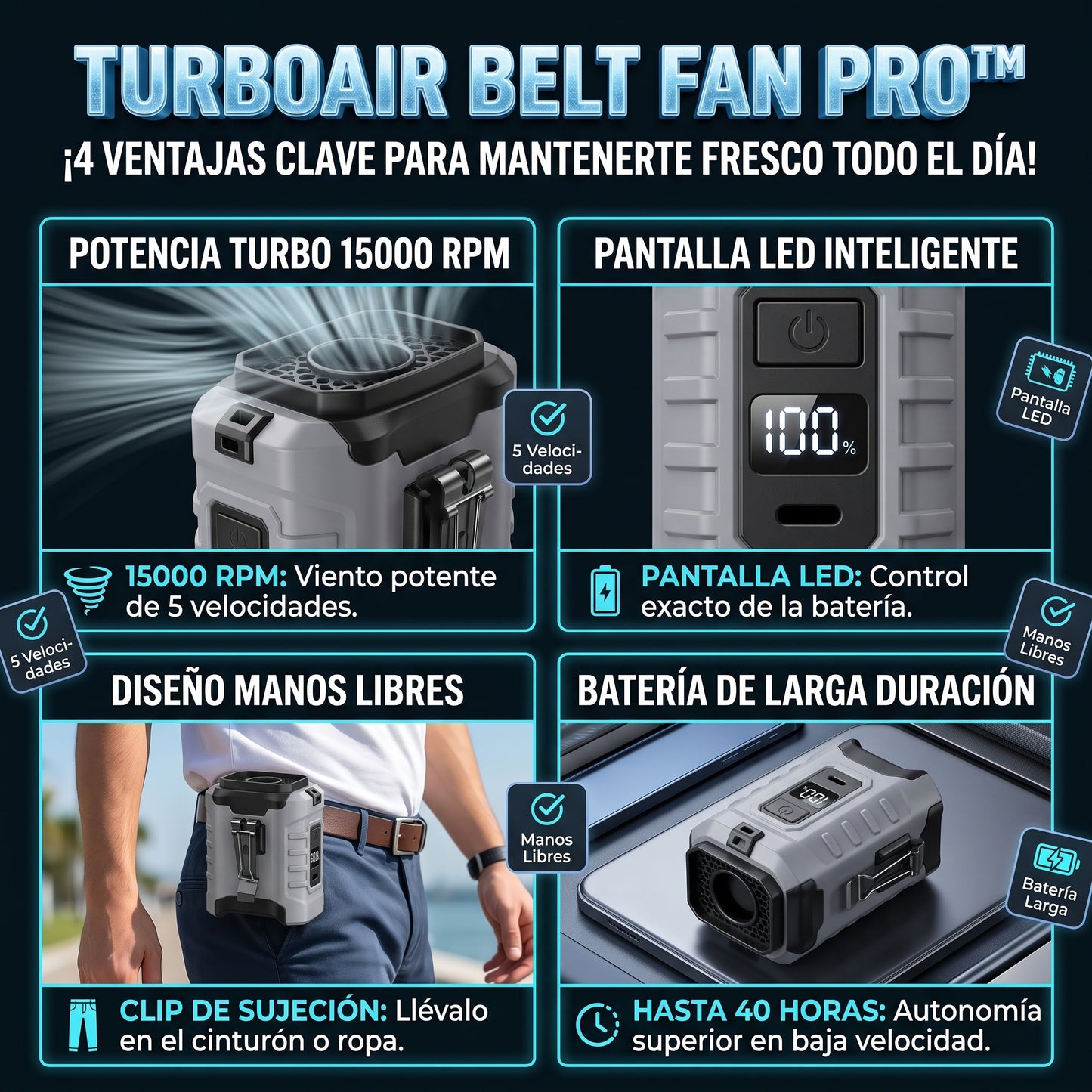 TURBOAIR™ Ventilador de Cintura Portátil