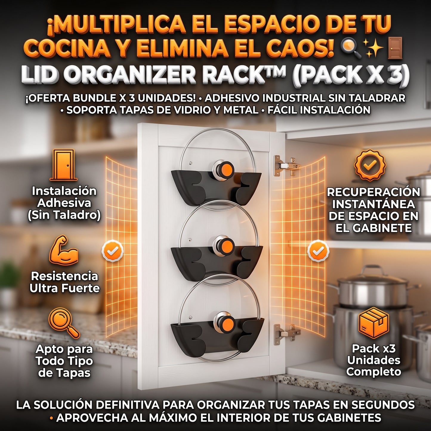 Organizer Rack™ Organizador de Tapas de cocina