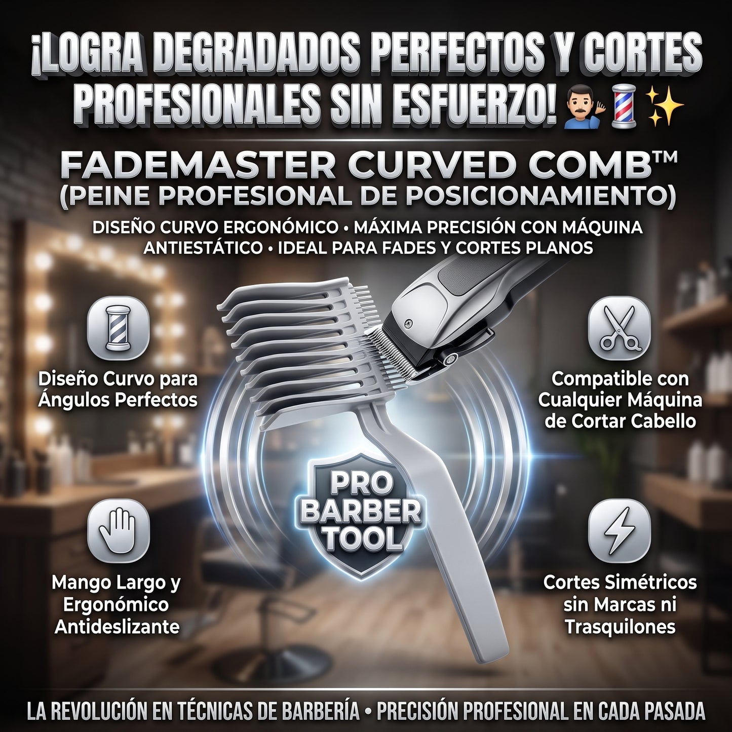 FADEMASTER™ Peine de Posicionamiento Curvado Profesional