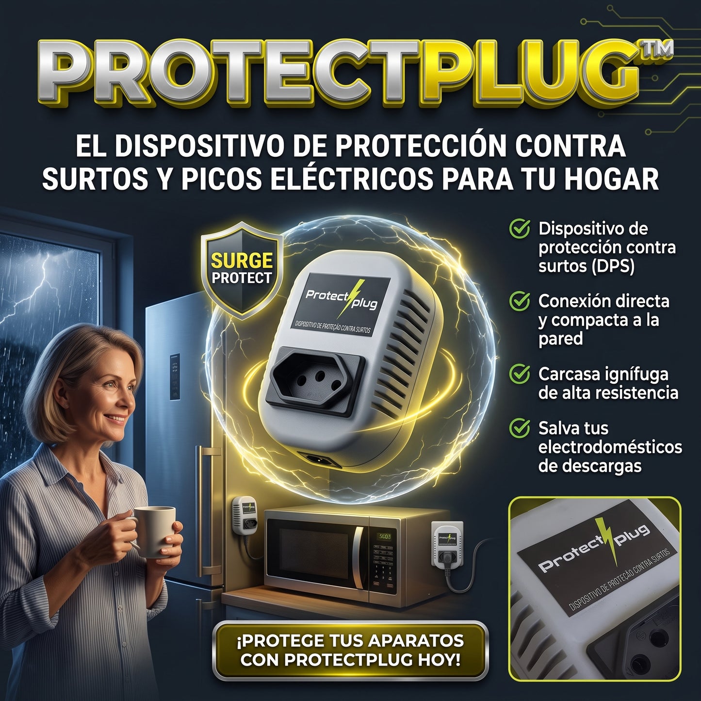 PROTECTPLUG™ Dispositivo de Protección contra Surtos Eléctricos