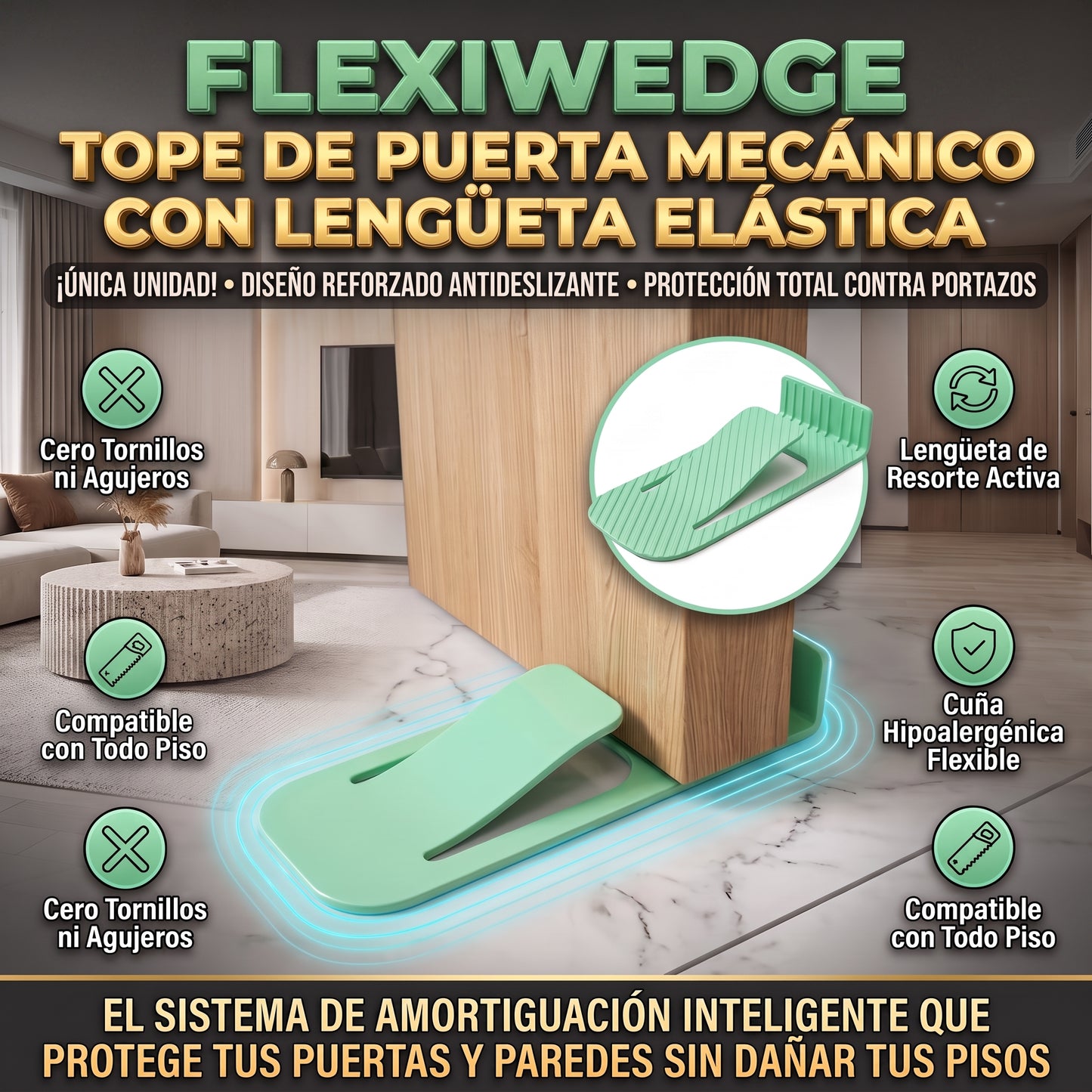 FlexiWedge™ Tope de Puerta Inteligente 2x1