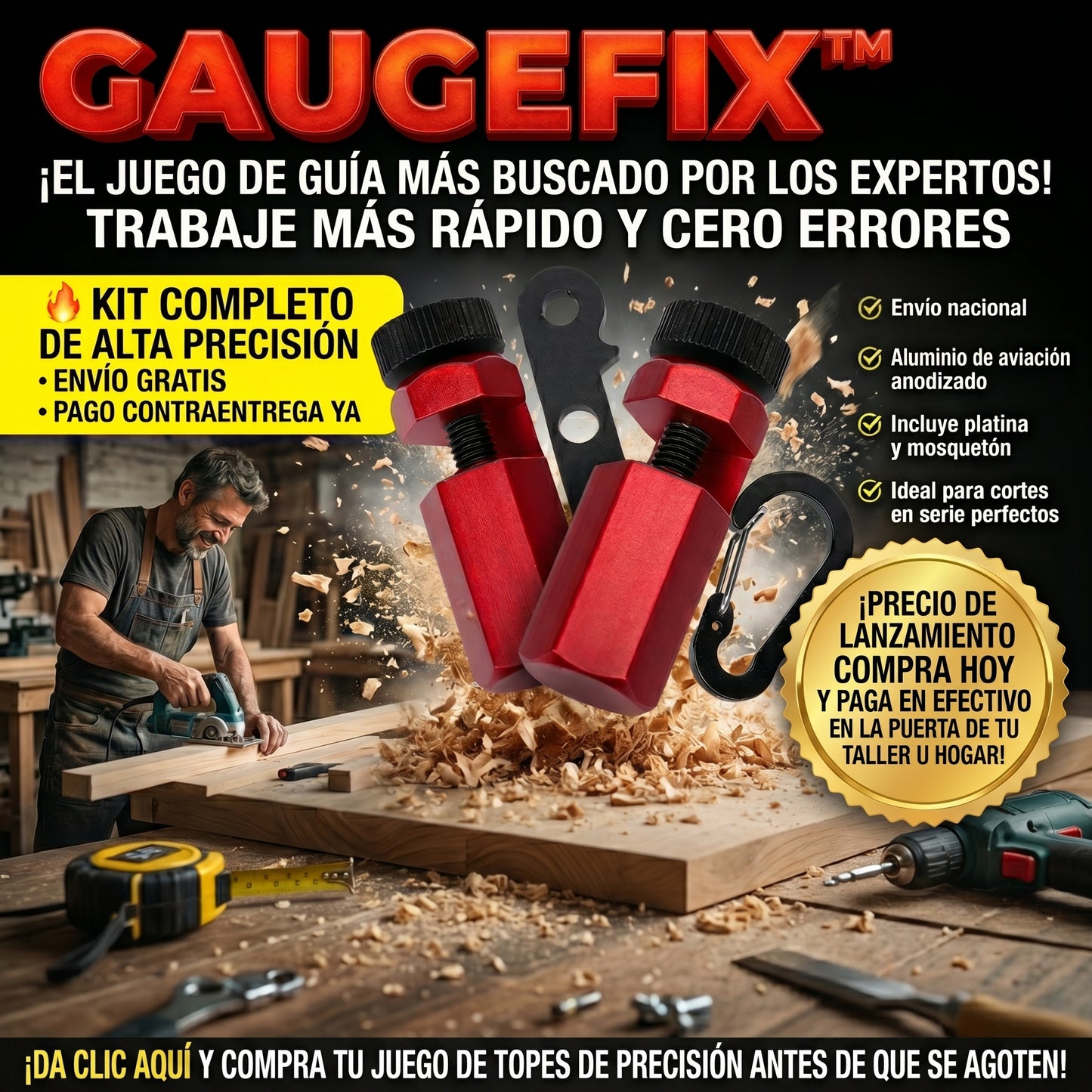 GaugeFix™ Juego de Perillas y Topes de Guía Hexagonales X2